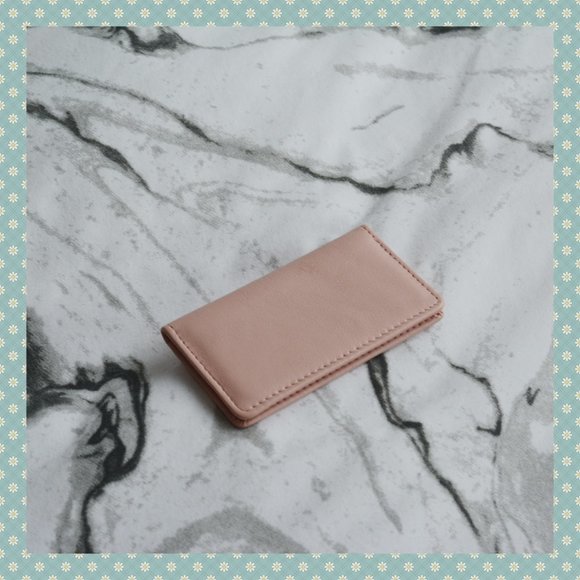 Pink Genuine Leather Business Card Holder - Picture 1 of 5